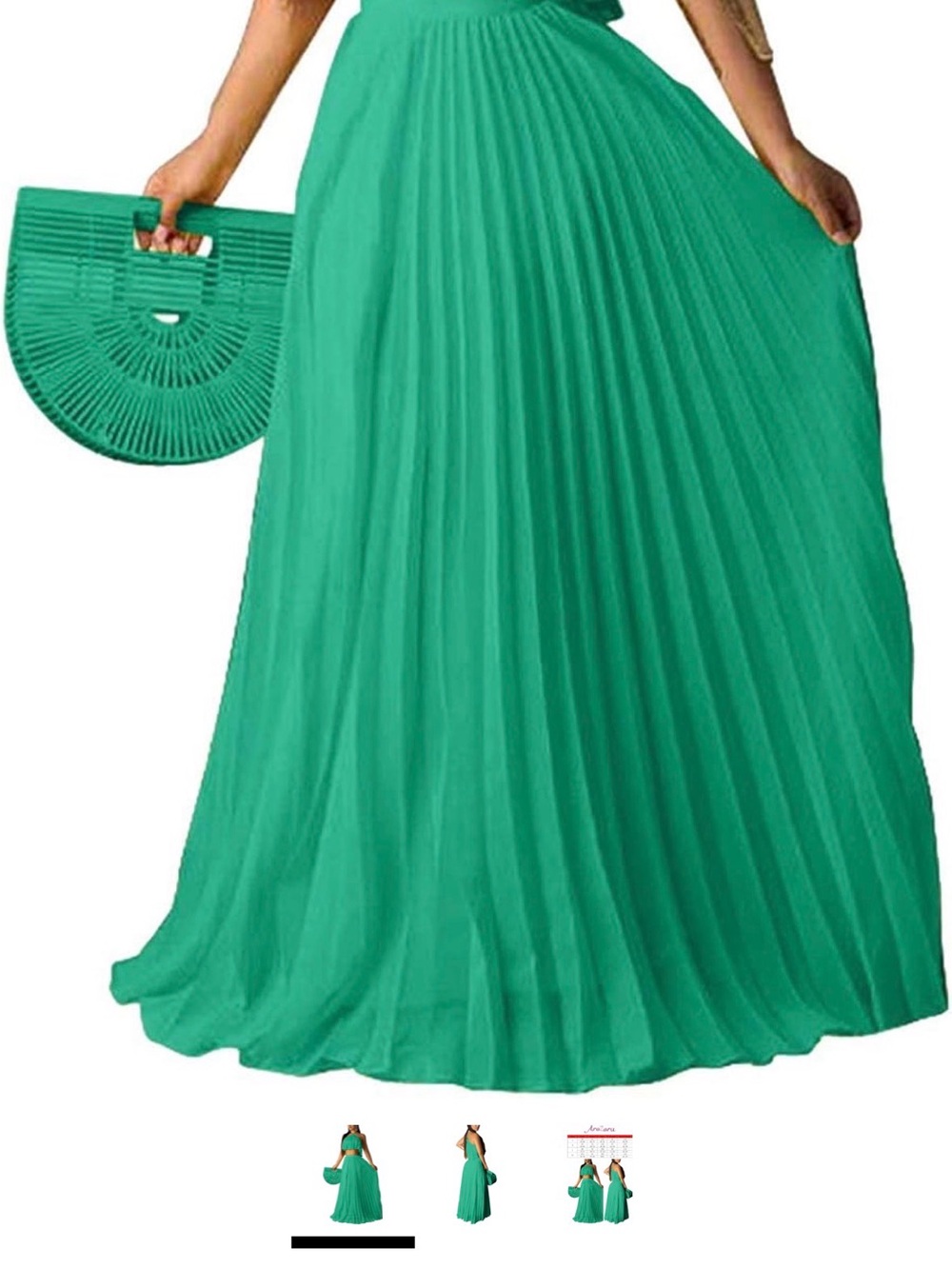 *Pleated Maxi Skirt in Teal Green